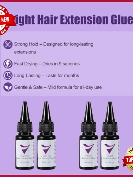 V Light Hair Extension Kit with UV Lamp & Glue - Quick Dry Human Hair Set main image 5
